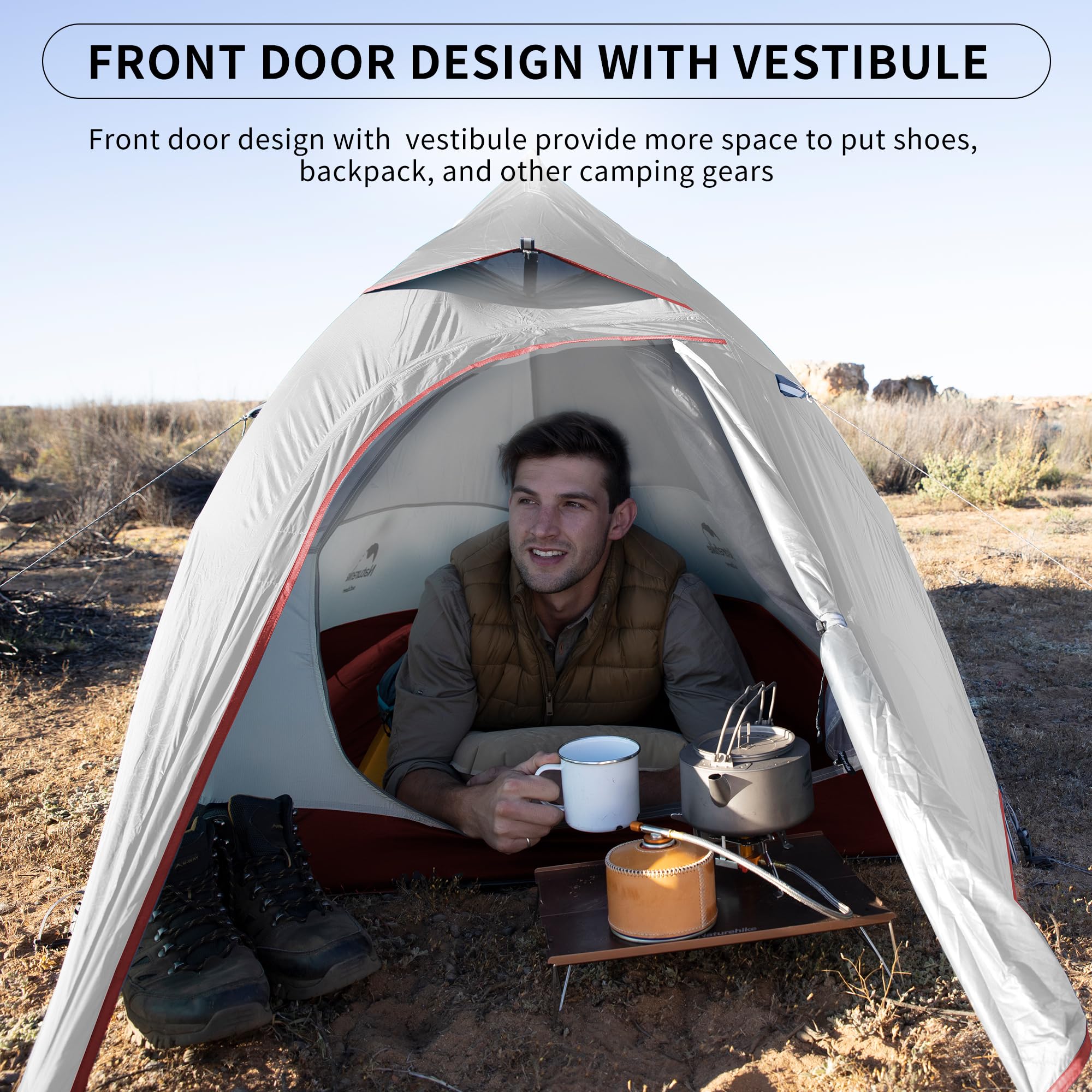 Naturehike Cloud-Up 1 Person Tent Lightweight Backpacking Tent for One Man, Wate