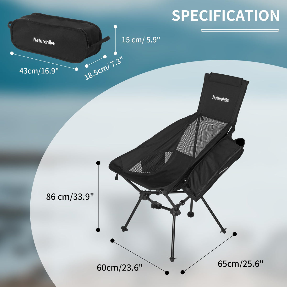 Naturehike Ultralight Camping Chair, Portable Backpacking Chair with Storage Bag