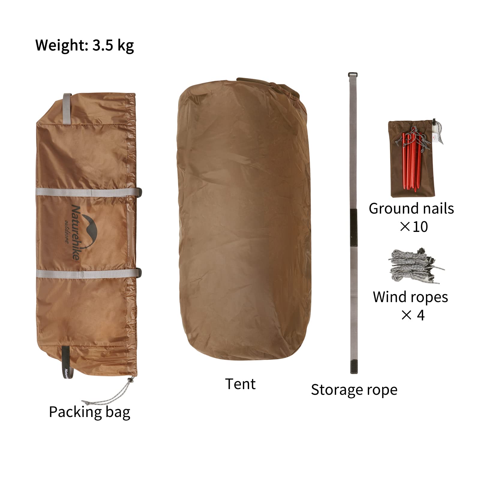 Naturehike Canyon 2 Person Pop Up Tent Portable Outdoor Camping Tent (Dark Brown
