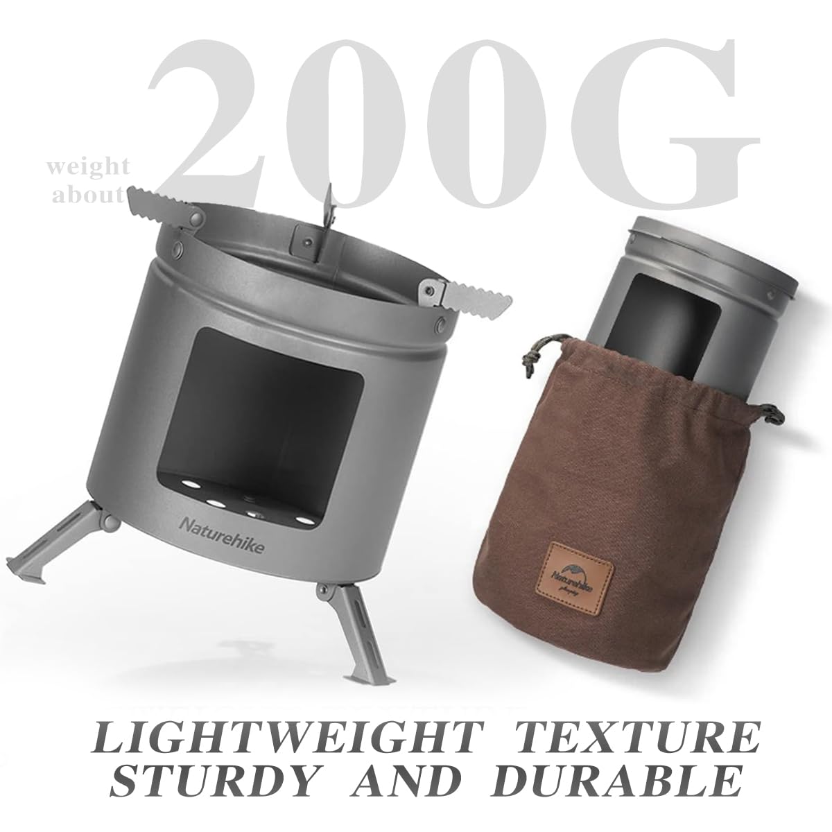 Naturehike Outdoor Camping Stove Titanium Wood Burning Stove for Hiking Backpack