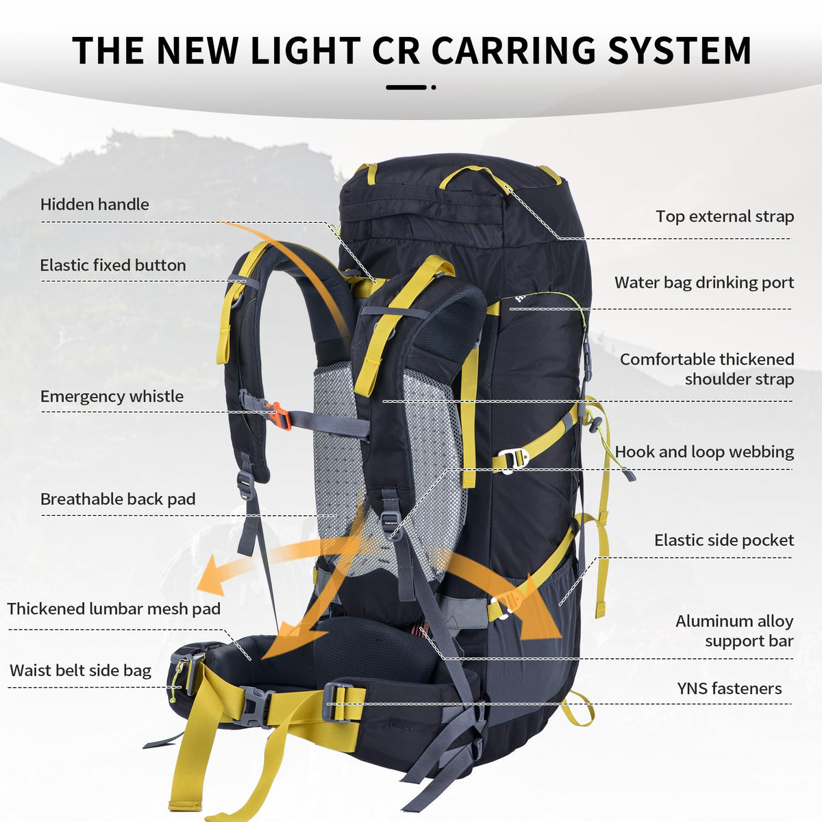 Naturehike 55L Internal Frame Backpack, Travel backpack, Backpacking backpack, f