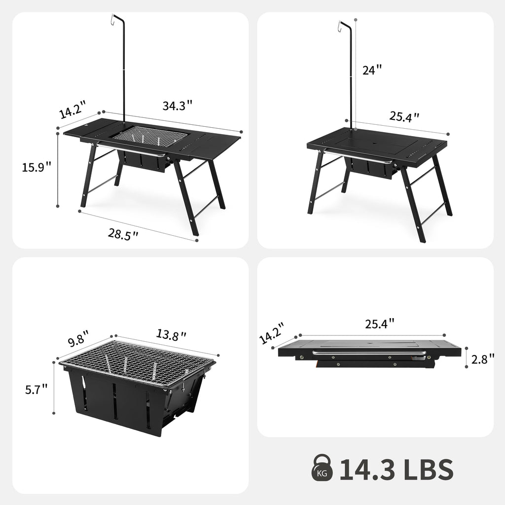 Naturehike Portable IGT Table with Charcoal Grill, Folding Camping Table and BBQ, view 7