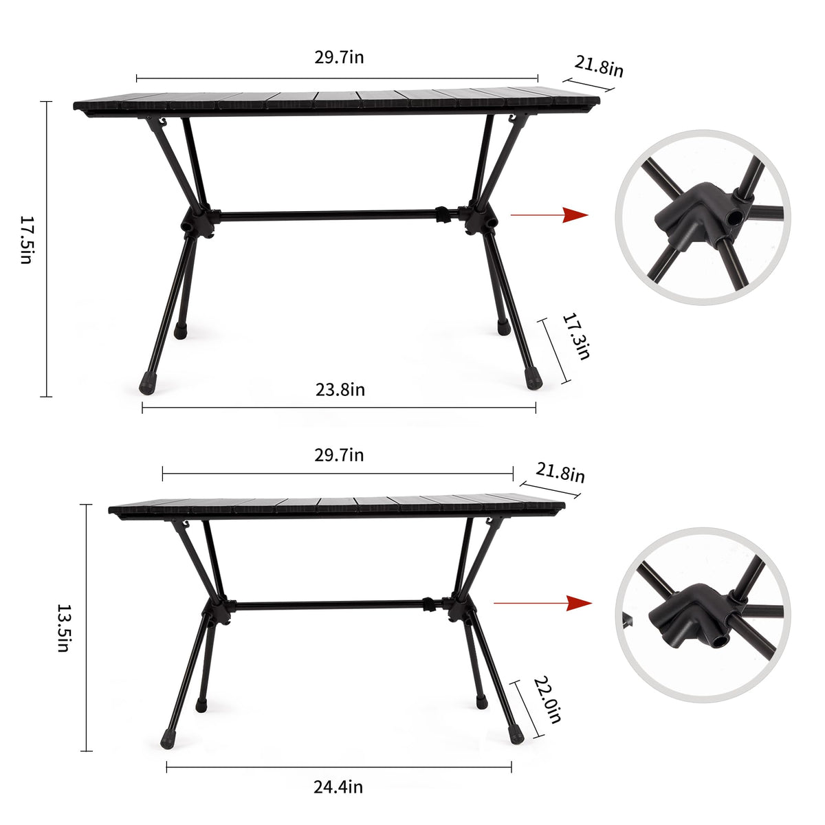 Naturehike FT11 Height Adjustable Camping Table, Ultralight Aluminum Roll Up Tab