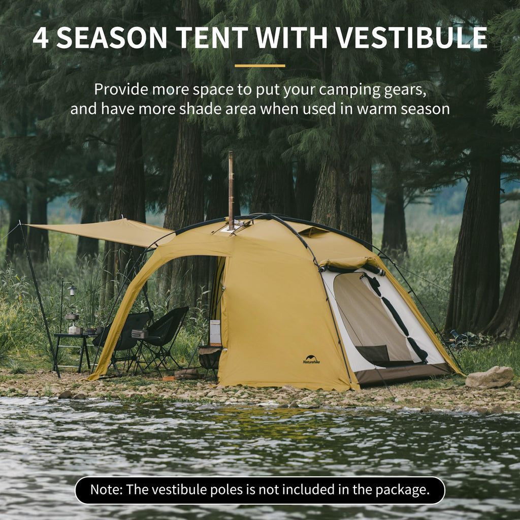 Naturehike Massif Hot Tent with Stove Jack, 4 Season Tent for 2-4 Person, UPF50+, view 6