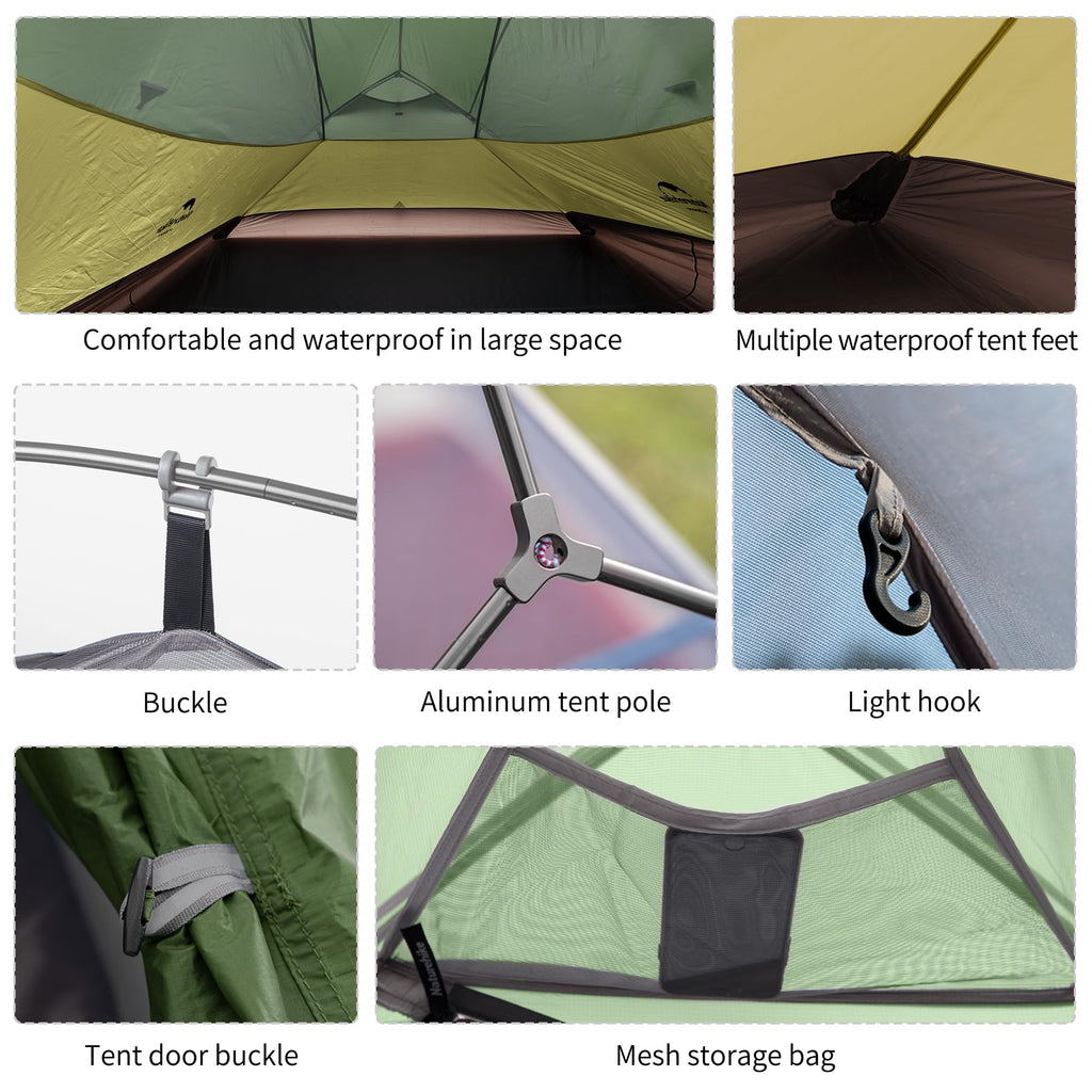 Naturehike Cloud-Up 3 Person Lightweight Backpacking Tent with Footprint - Free, view 4