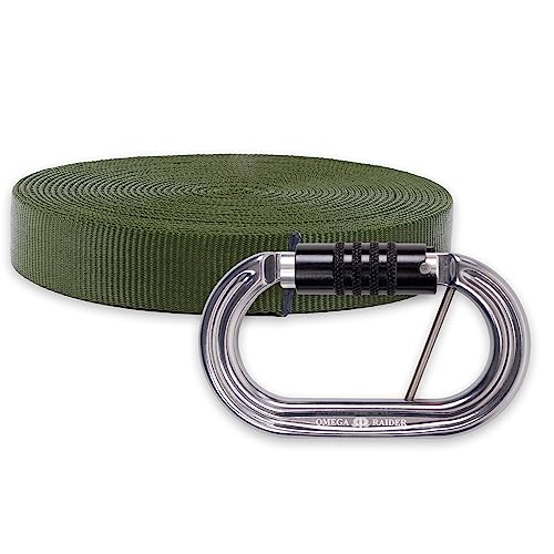 Rock-N-Rescue Heavyweight Nylon Tubular Webbing OD Green 25 ft Bundle w/Raider Q