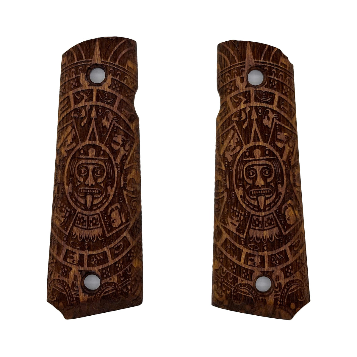 Zib Grips, Aztec Calendar Design 1911 Wooden Pistol Grips