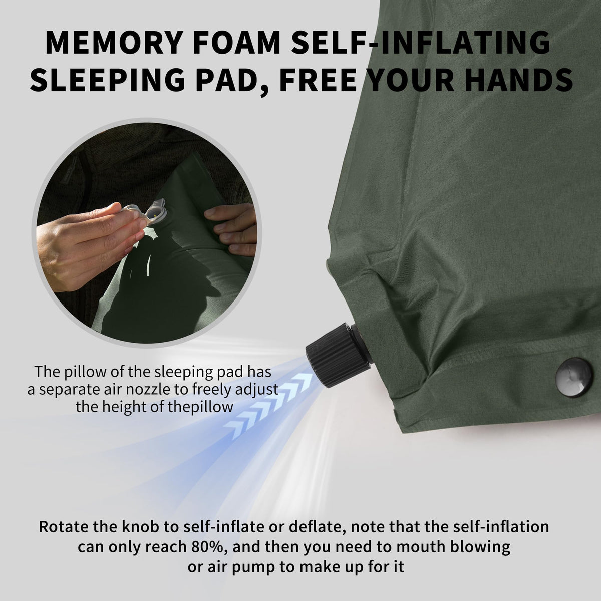 Naturehike 4"/10cm Ultra Thick Foam Self Inflating Sleeping Pad with Pillow, R9.