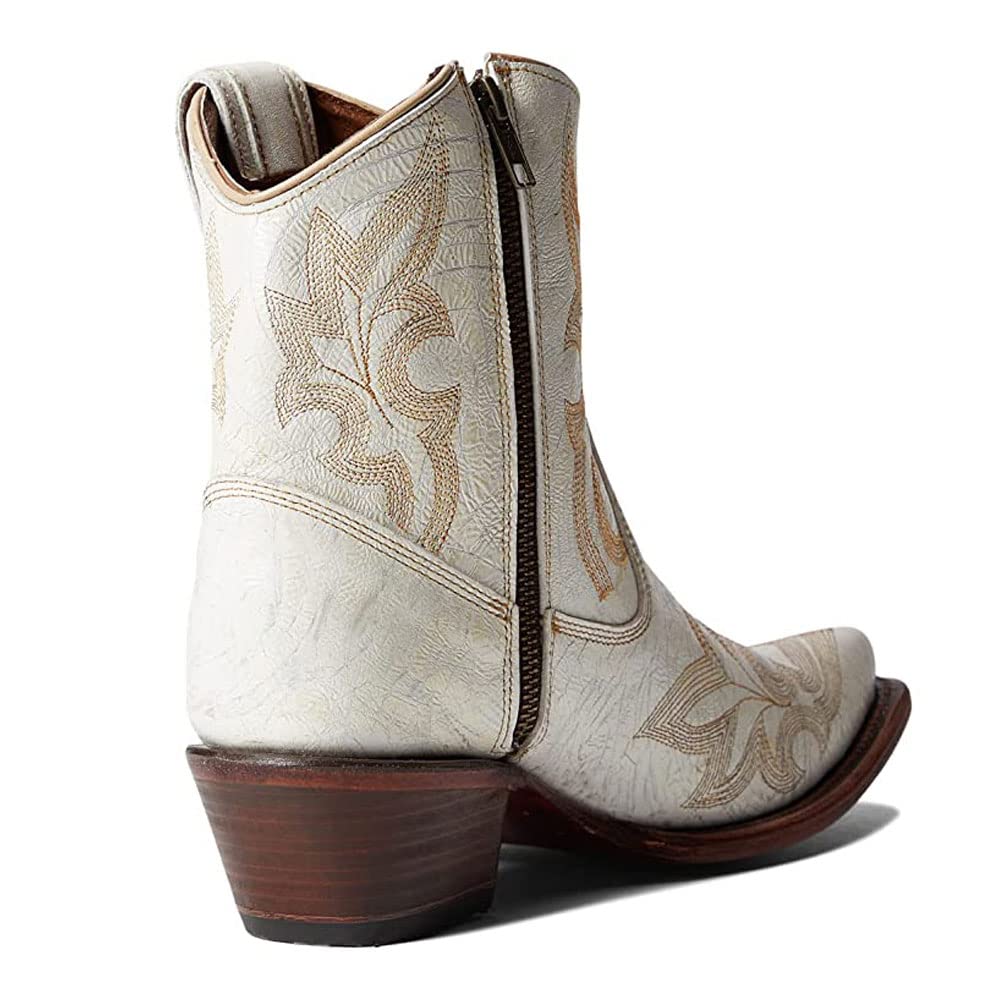 Corral Boots Women's Embroidery & Zipper Ankle Boots | Snip Toe Low Heel Cowhide