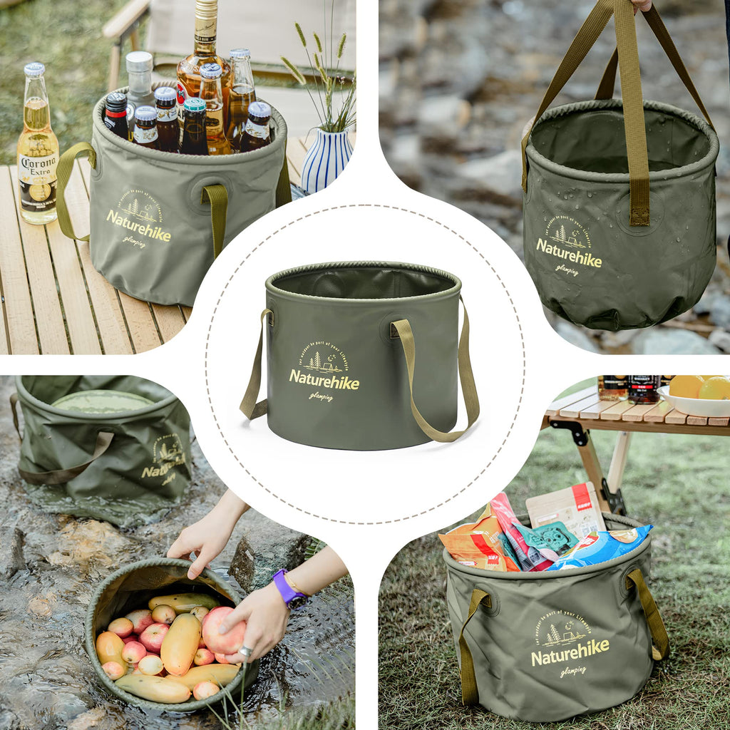 Naturehike Collapsible Bucket, Folding Bucket Wash Basin with Handle, Portable W, view 7