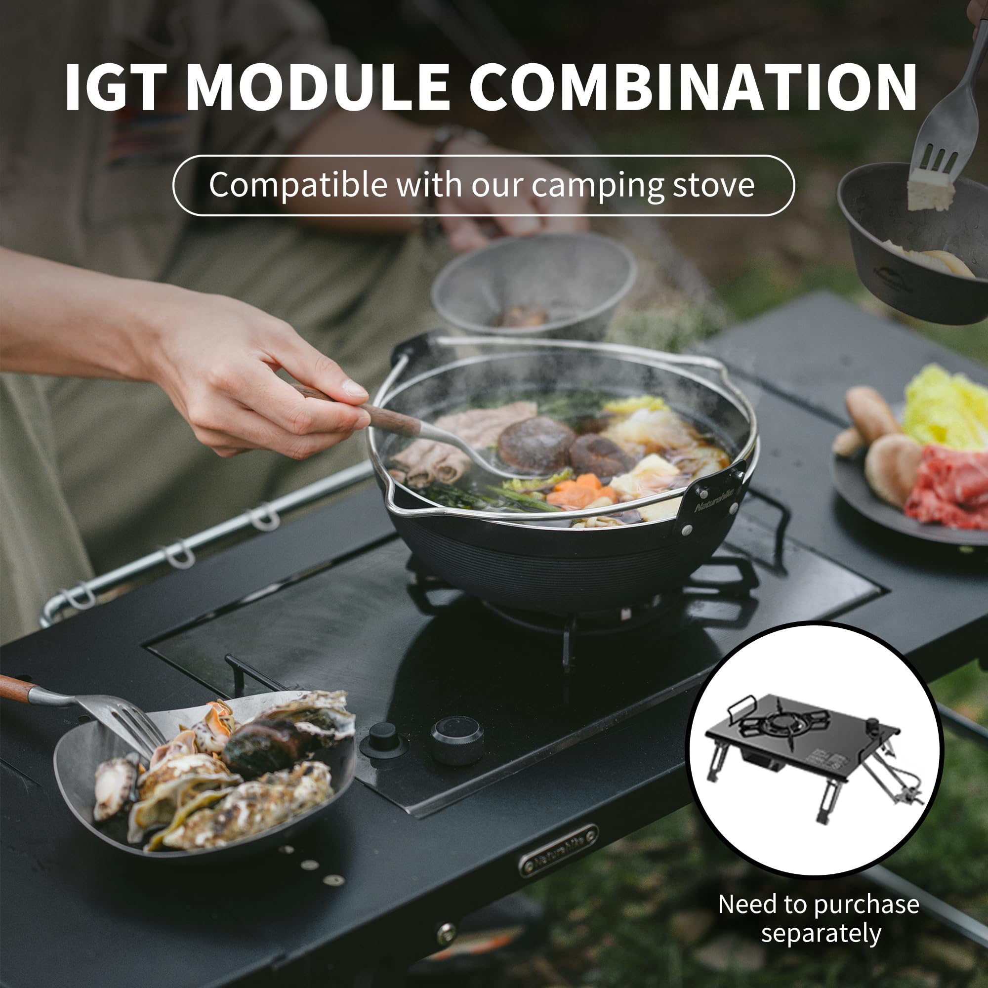 Naturehike Portable IGT Table with Charcoal Grill, Folding Camping Table and BBQ