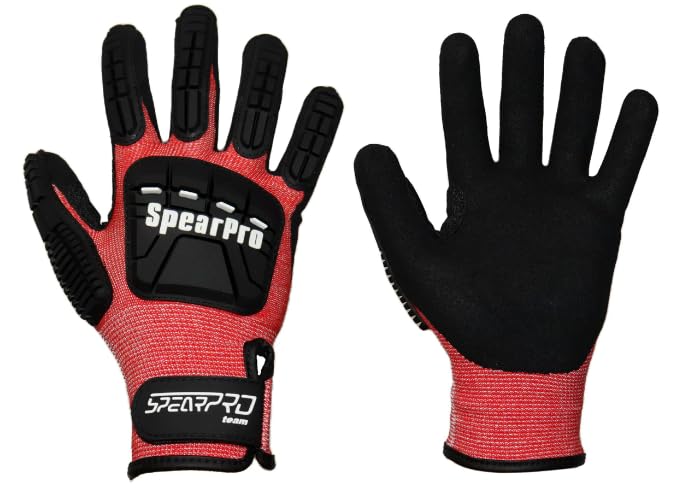SpearPro Dyneema Lobster Gloves (Red, Medium)