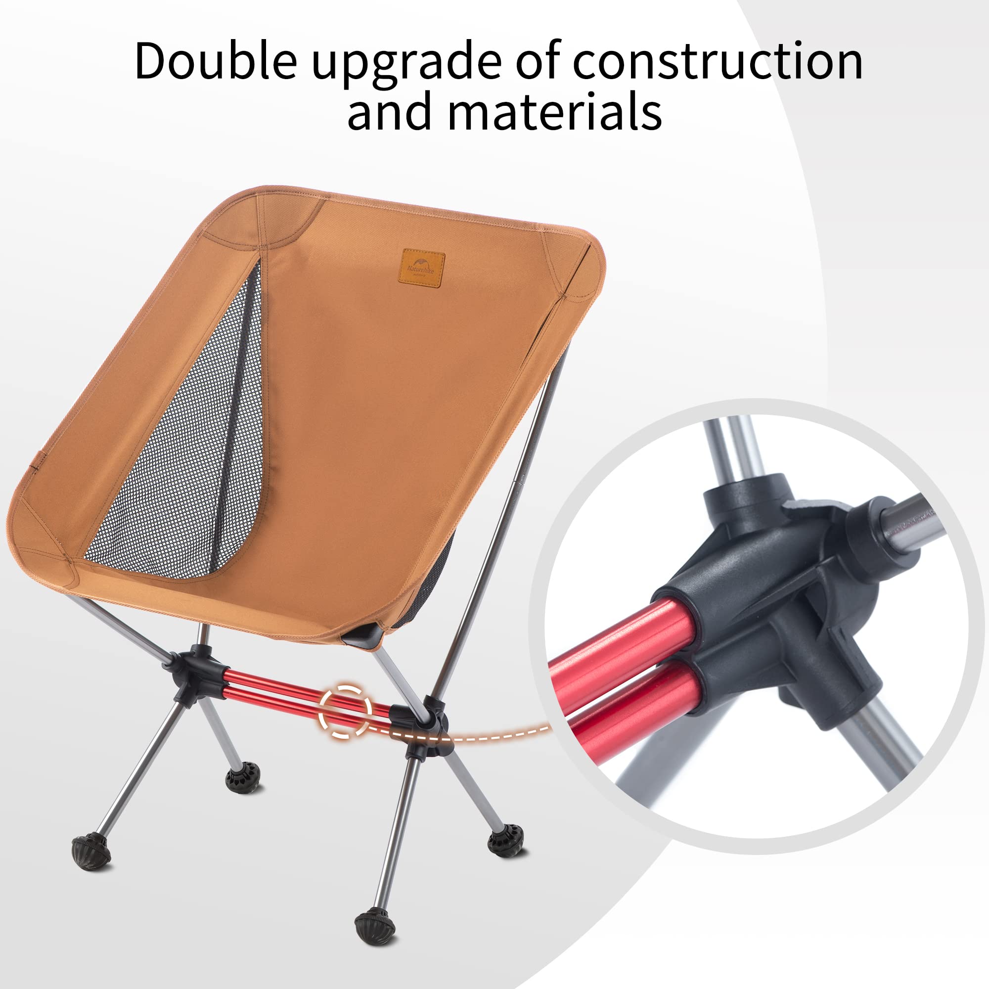 Naturehike YL08 Ultralight Camping Chair, 2.12 LBS Portable Backpacking Chair wi