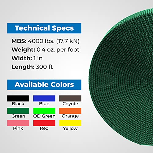 Rock-N-Rescue Heavyweight Nylon Tubular Webbing Green 100 ft Bundle w/Elite Scre, view 4