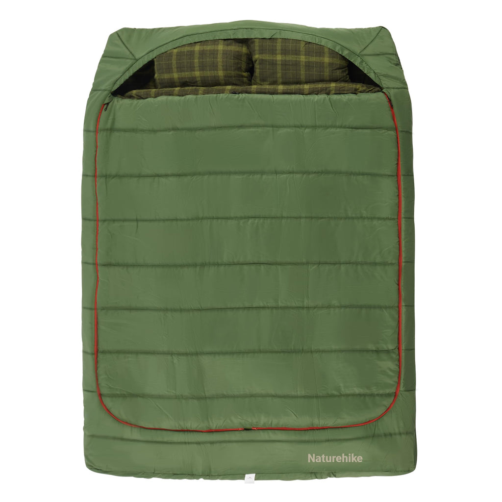 Naturehike 0 Degree Flannel Double Sleeping Bag with Pillows for Couples & Famil