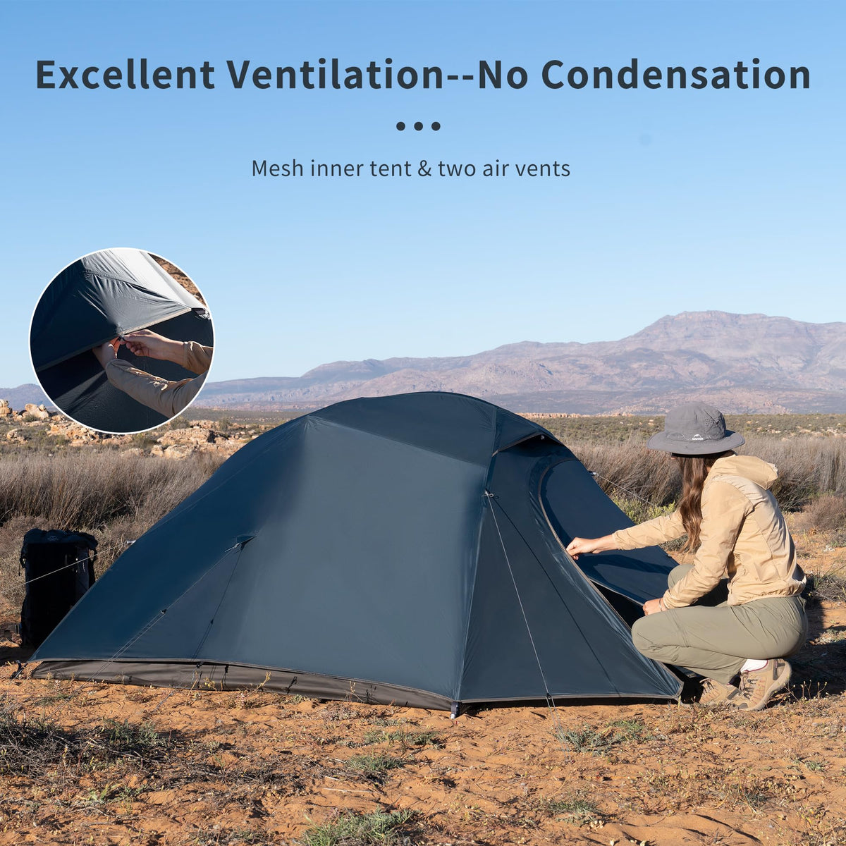 Naturehike Cloud-Up 3 Person Tent Lightweight Backpacking Tent with Footprint -