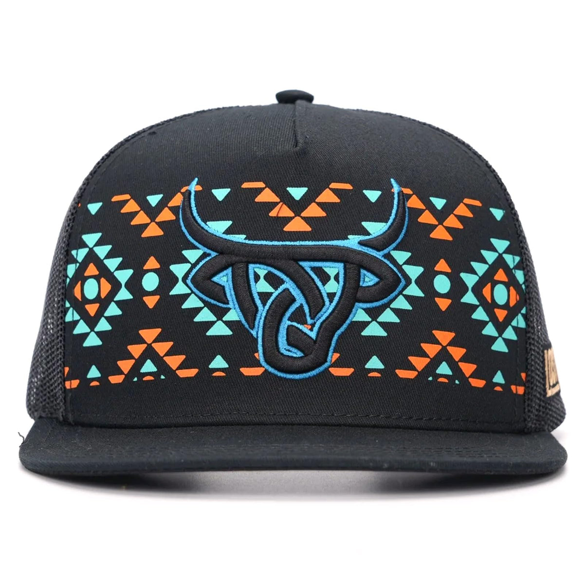 Lost Calf 3D Black Logo Turquoise Aztec - Hats Cap, One Size-X-Large