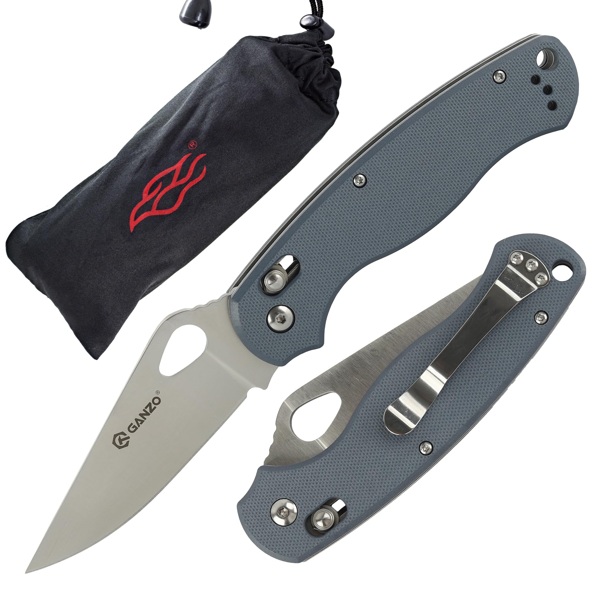 Ganzo G729-GY Folding Pocket Knife 440C Stainless Steel Blade G10