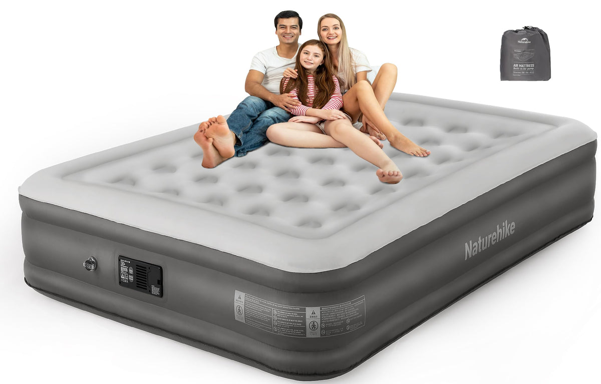 Naturehike Deluxe Fabric Air Mattress with Inflatable Self-Stop High-Speed Pump,