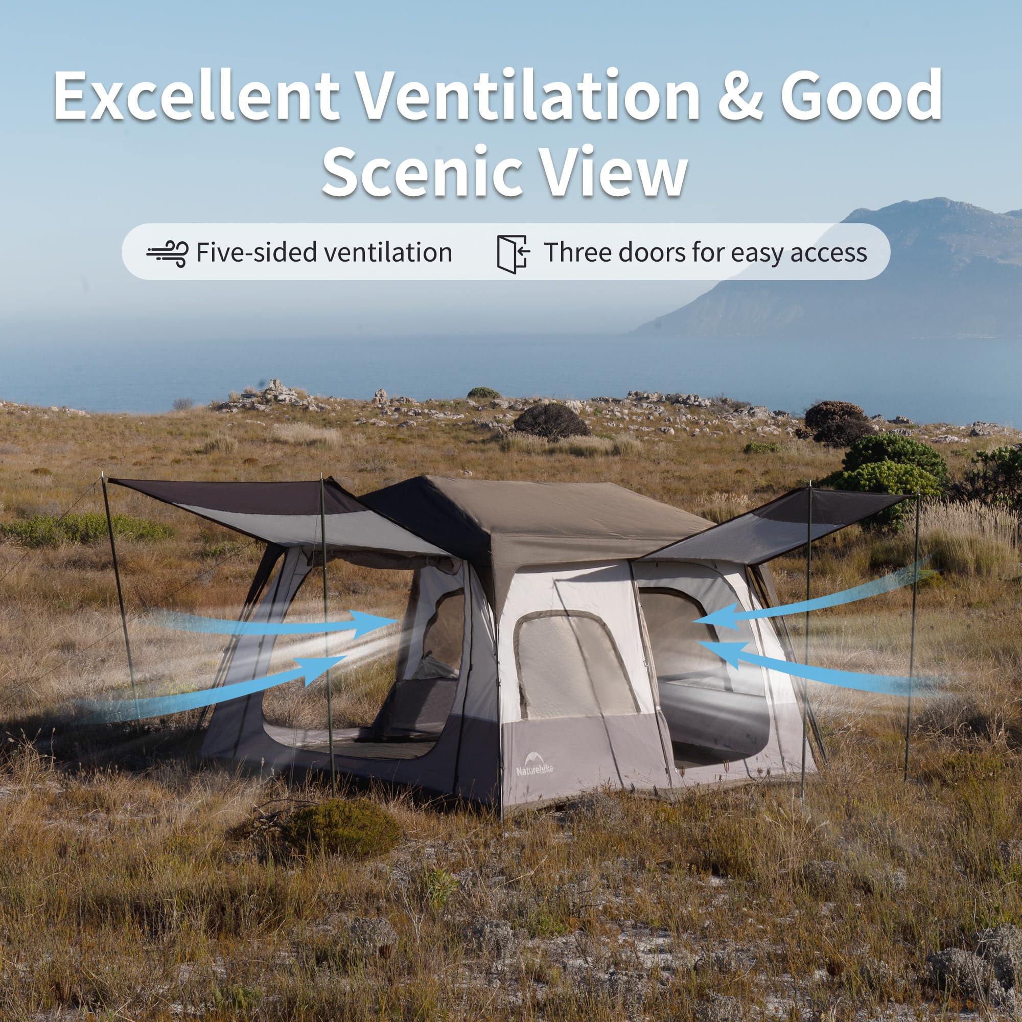 Naturehike 6-8 Person Camping Tent, Easy Set up Instant Tents for Camping, Large