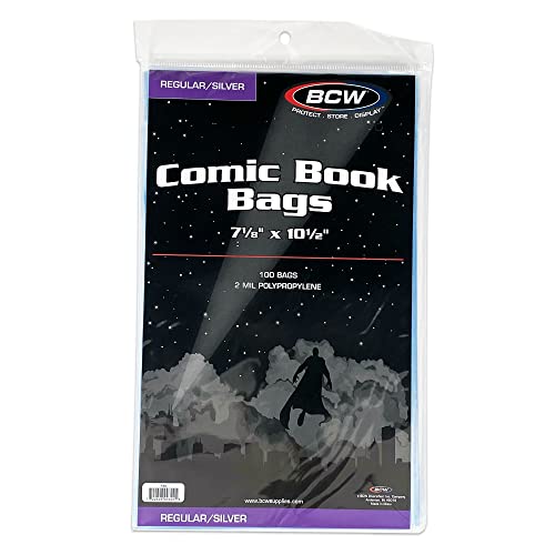 1000 Ct. Silver Comic Book Poly Bags (7 1/8 X 10 1/2 + 1 1/2 Inch Flap)