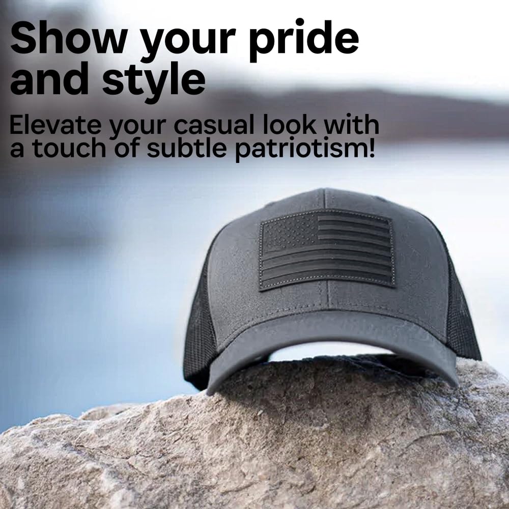 13 STRIPES American Flag Hat – Leather Patch Mesh Back Snapback Hat for Men & Wo