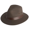 Henschel Men's Outback Crushable Cotton Canvas with Leather Band Hat, Olive, Lar