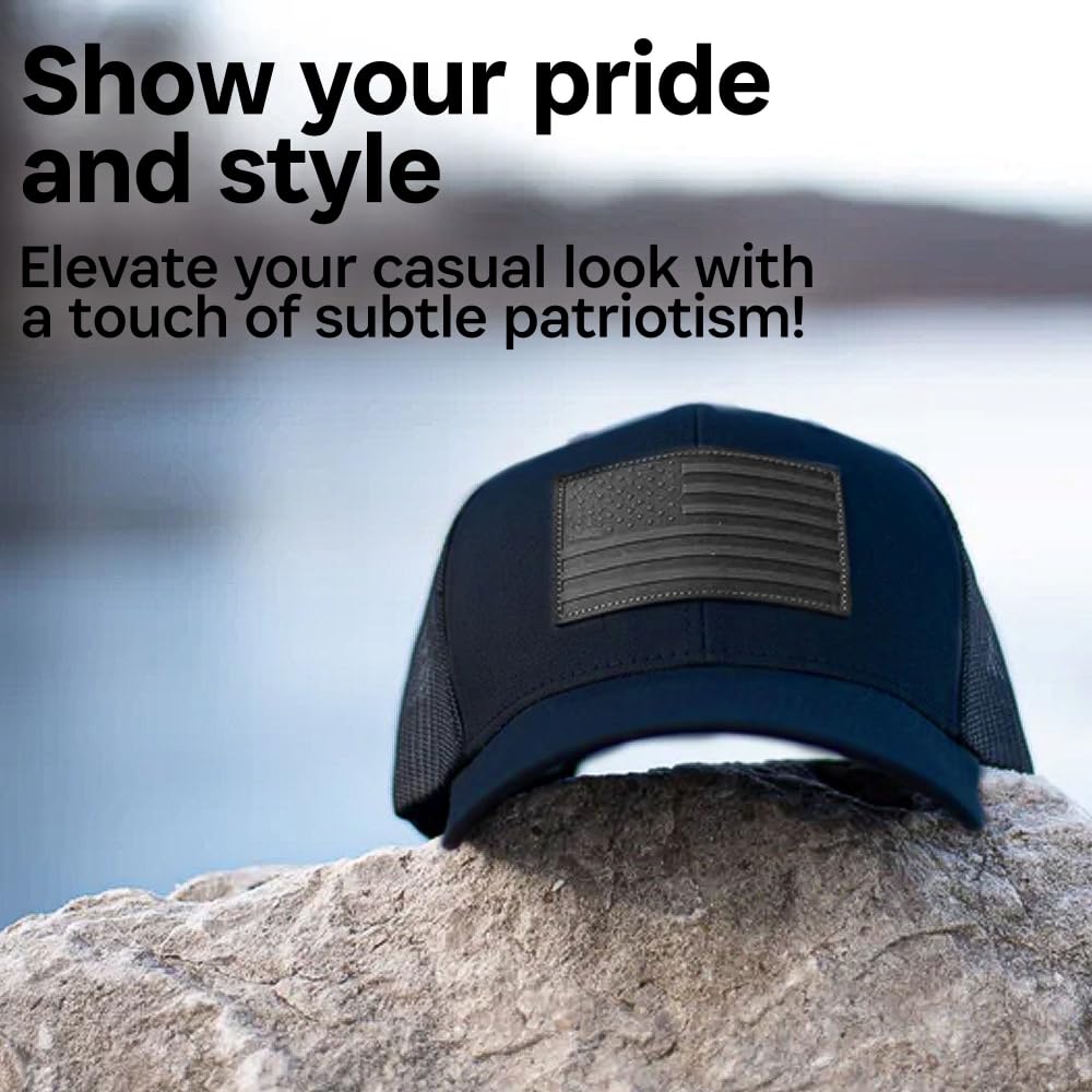 13 STRIPES American Flag Hat – Leather Patch Mesh Back Snapback Hat for Men & Wo