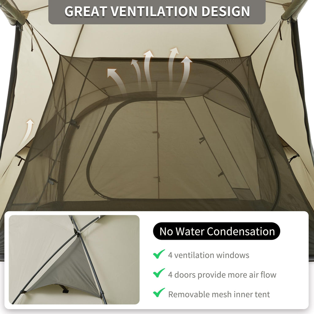Naturehike Massif Hot Tent with Stove Jack, 4 Season Tent for 2-4 Person, UPF50+, view 6