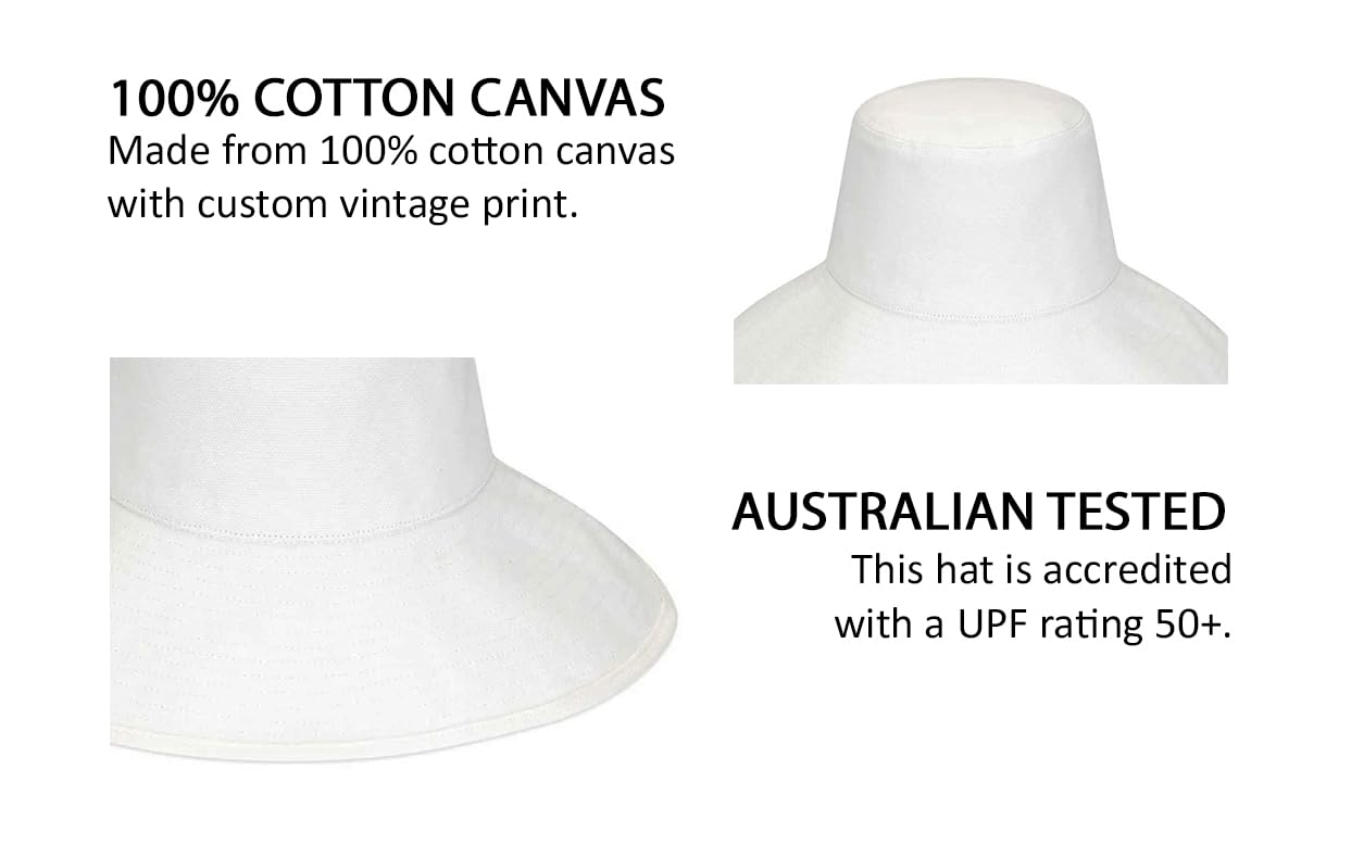 Lack of Color Women's Wide-Brimmed Cotton Canvas Holiday Bucket Hat (Medium/Larg
