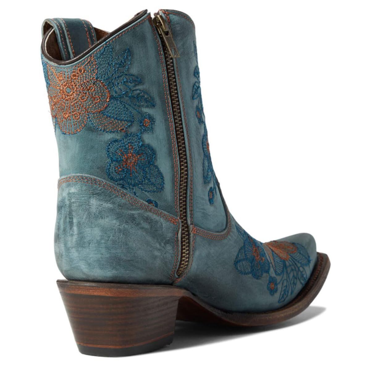 CORRAL LD BLUE JEAN FLOWERED EMBROIDERY ANKLE BOOT, Size: 8, Width: M (L5874-M-8