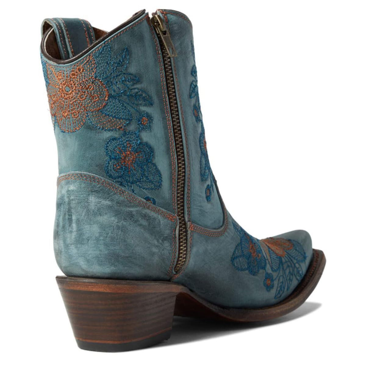 CORRAL LD BLUE JEAN FLOWERED EMBROIDERY ANKLE BOOT, Size: 8.5, Width: M (L5874-M