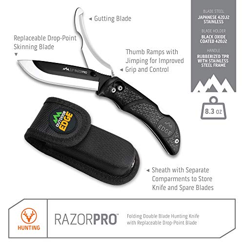 OUTDOOR EDGE RazorPro Folding Hunting Knife - Replaceable Blades, Camo Holster, view 3