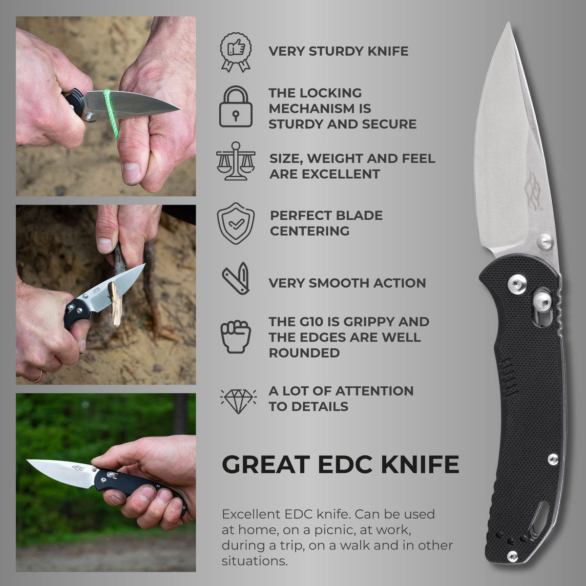 Firebird GANZO F753M1 Pocket Folding Knife G-10 Anti-Slip