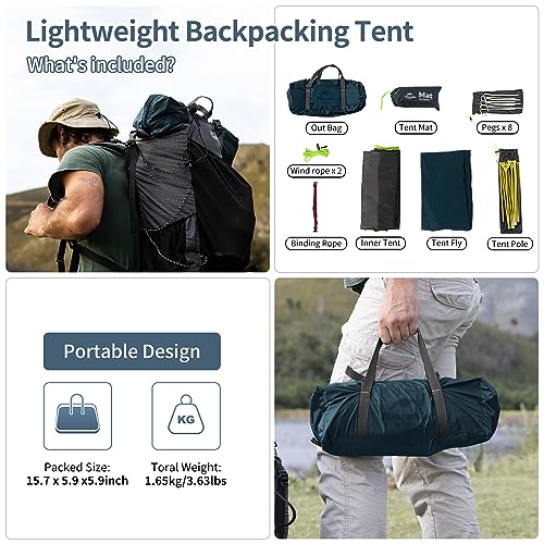 Naturehike Bikepacking 1 Person Tent, Waterproof Easy Set up Free Standing Singl