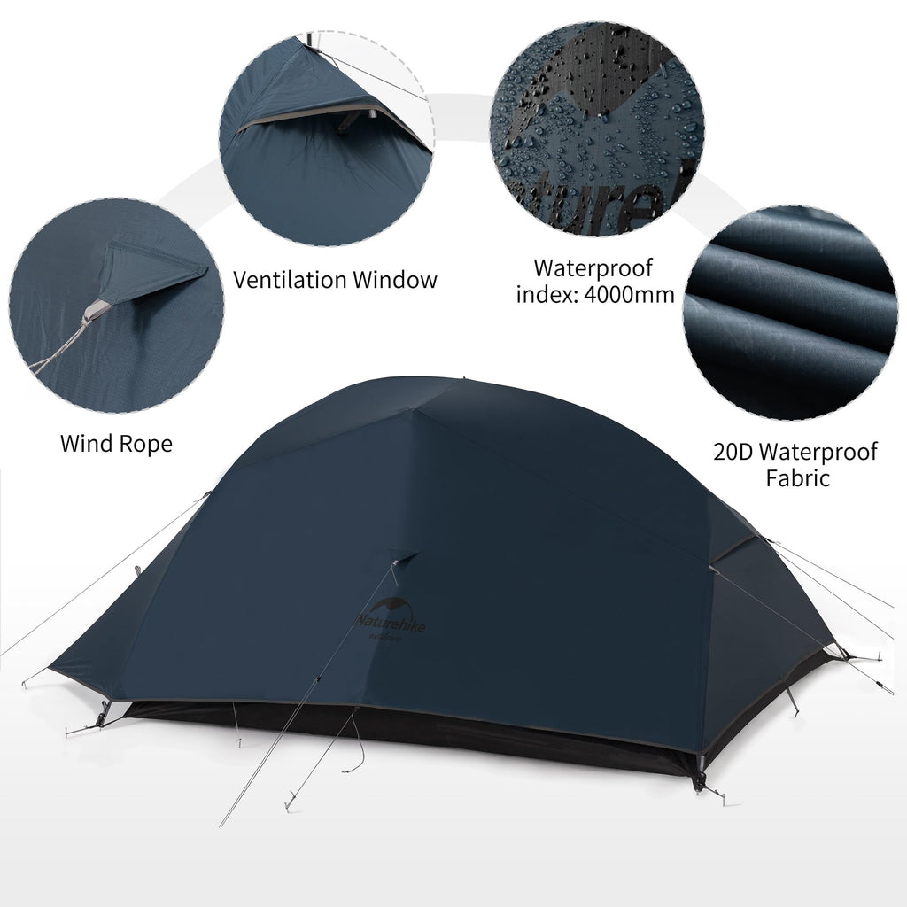 Naturehike Cloud-Up 3 Person Tent Lightweight Backpacking Tent with Footprint -, view 6