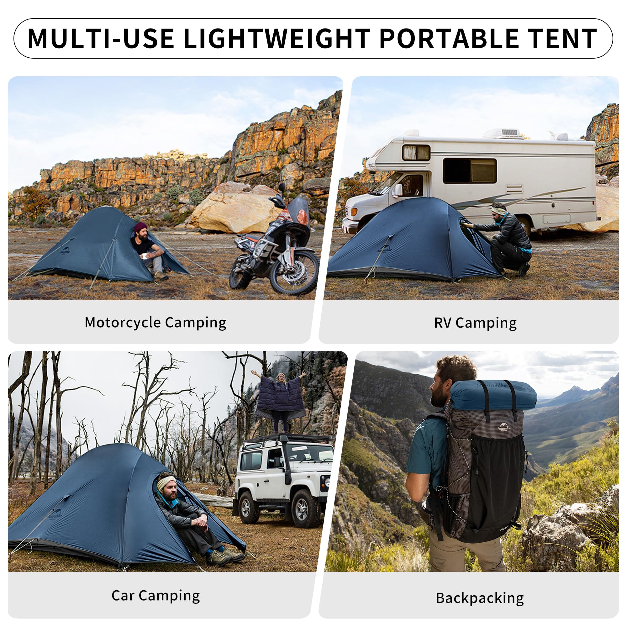 Naturehike Cloud-Up 2 Person Tent Lightweight Backpacking Tent with Footprint -