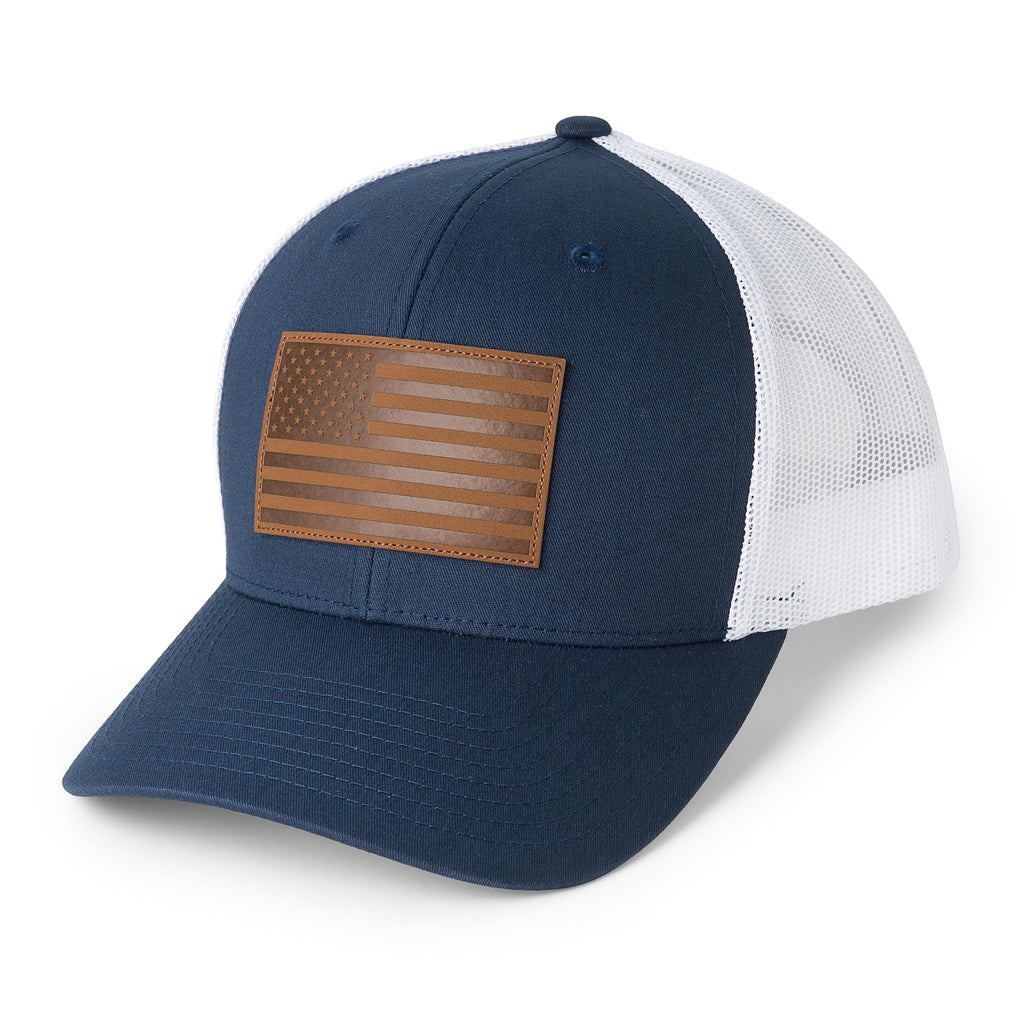 13 STRIPES American Flag Hat – Leather Patch Mesh Back Snapback Hat for Men & Wo