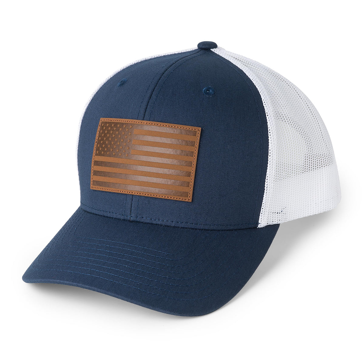 13 STRIPES American Flag Hat – Leather Patch Mesh Back Snapback Hat for Men & Wo