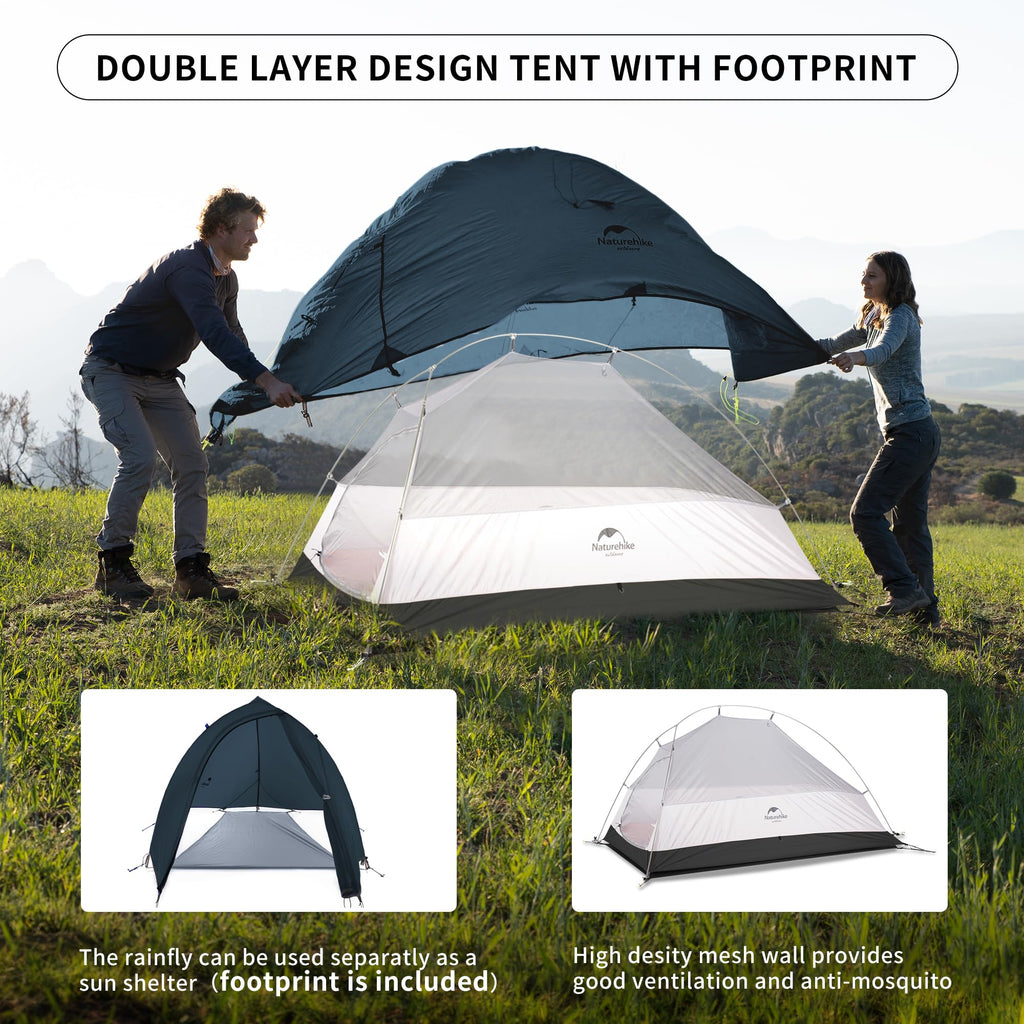 Naturehike Cloud-Up 1 Person Lightweight Backpacking Tent with Footprint - Dome, view 4