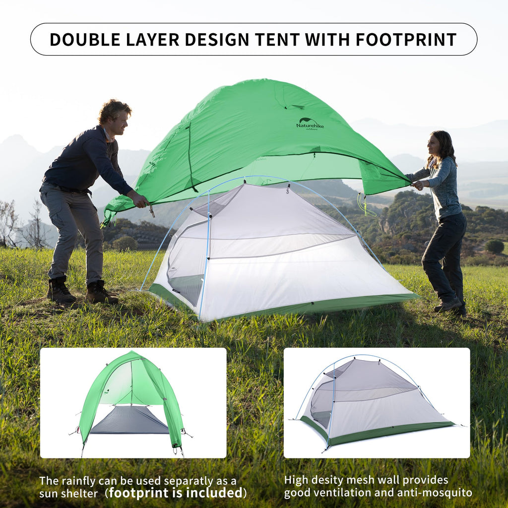 Naturehike Cloud-Up 2 Person Tent Lightweight Backpacking Tent with Footprint -, view 3