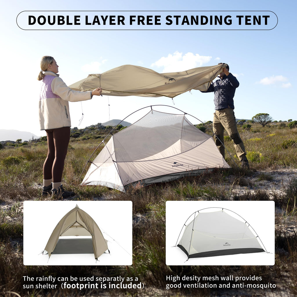 Naturehike Cloud up Pro 2 Person Tent, Double Layer Waterproof Two Person Tent,U, view 3