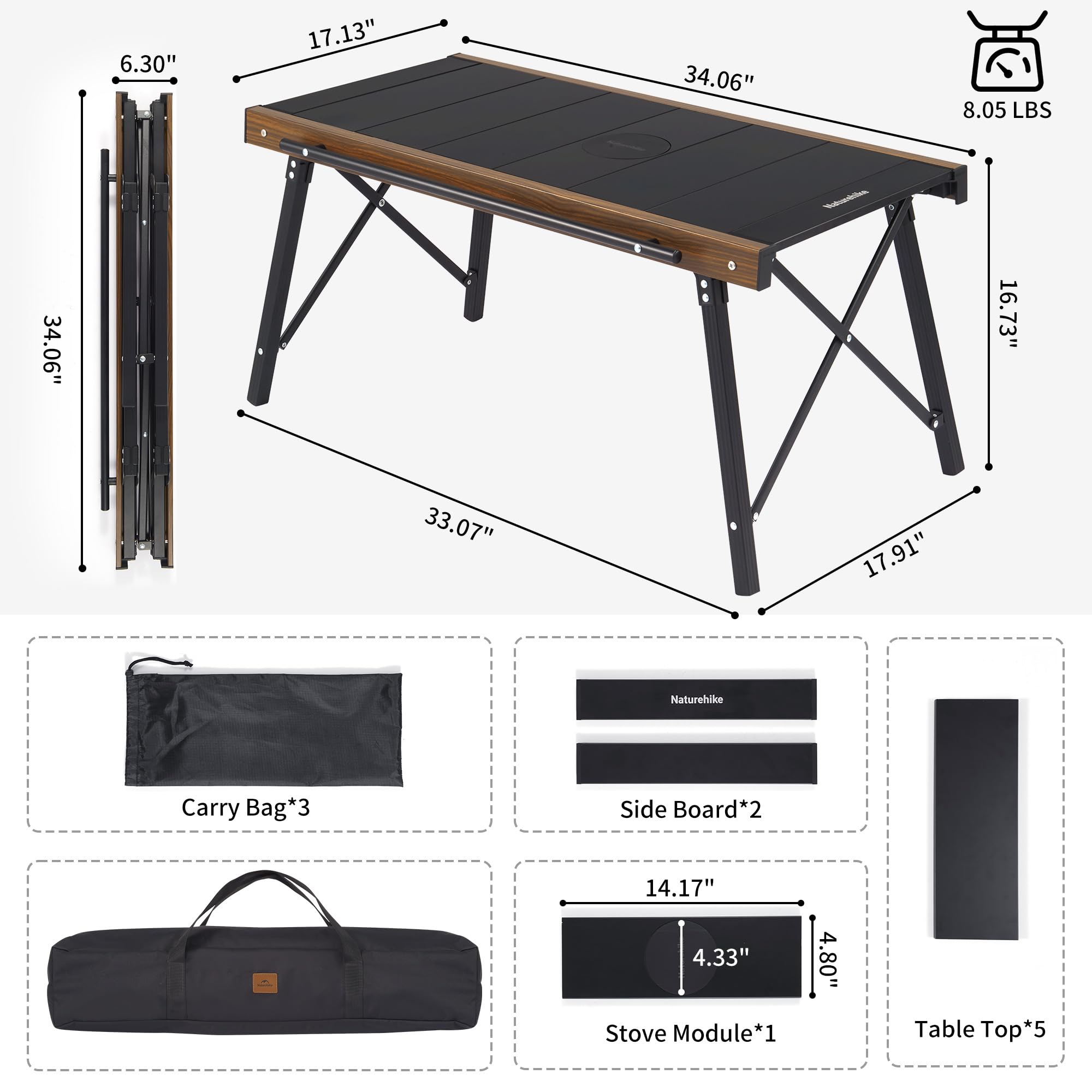 Naturehike Folding IGT Camping Table, Portable Outdoor IGT Cook System, Ultralig