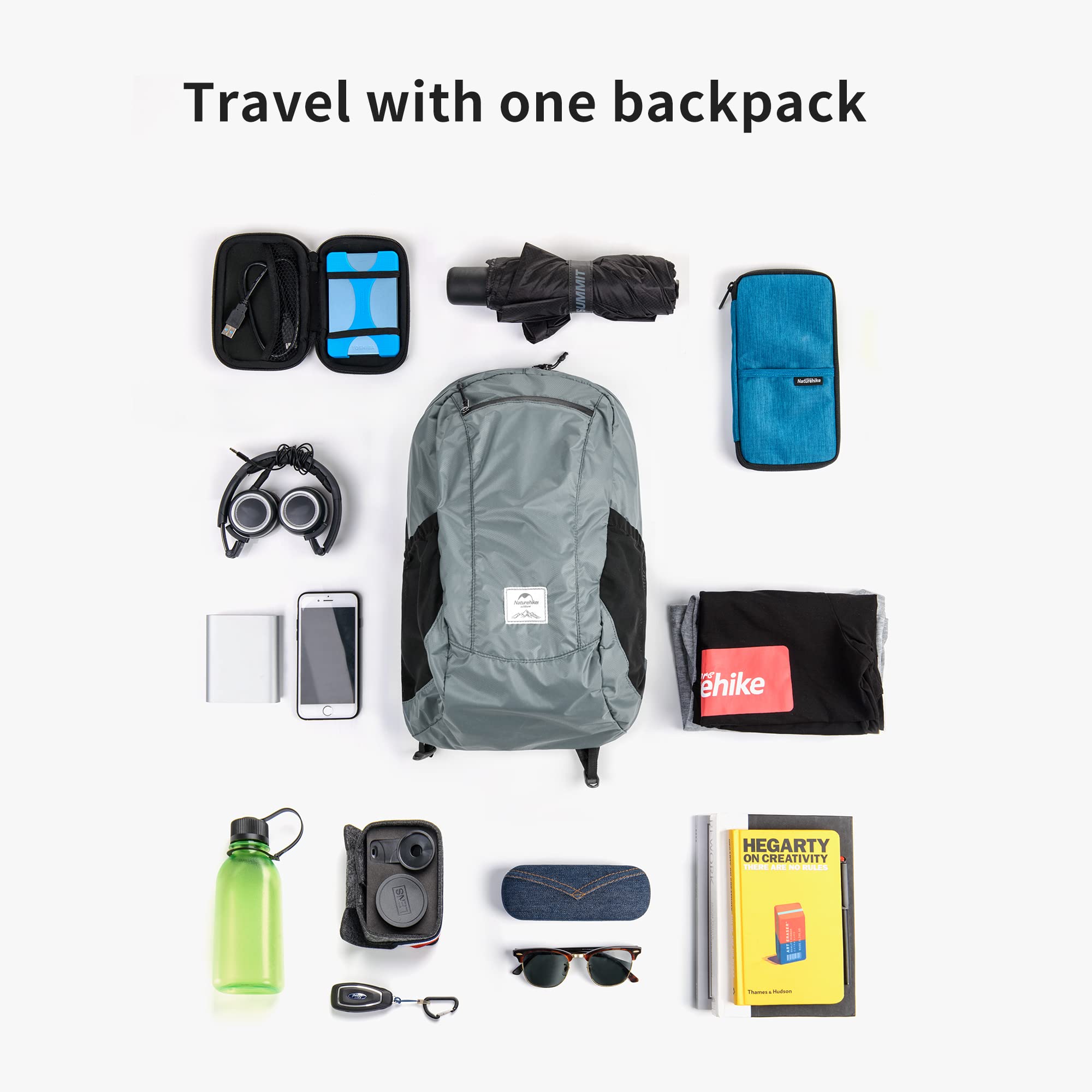 Naturehike 18L Hiking Daypack, Waterproof Travel Backpack, Lightweight Packable