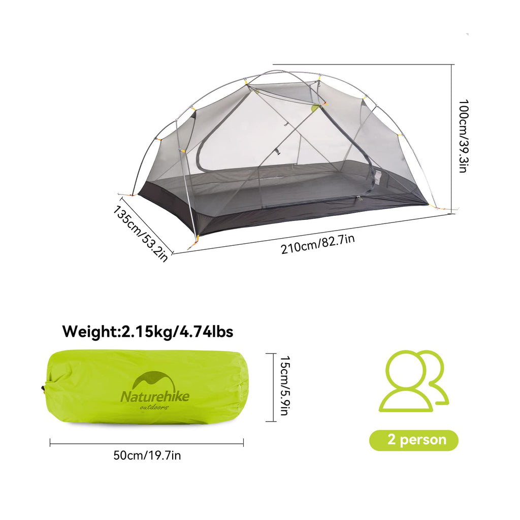 Naturehike Mongar 2 Person Backpacking Tent 3 Season Camping Ultralight Lightwei, view 2