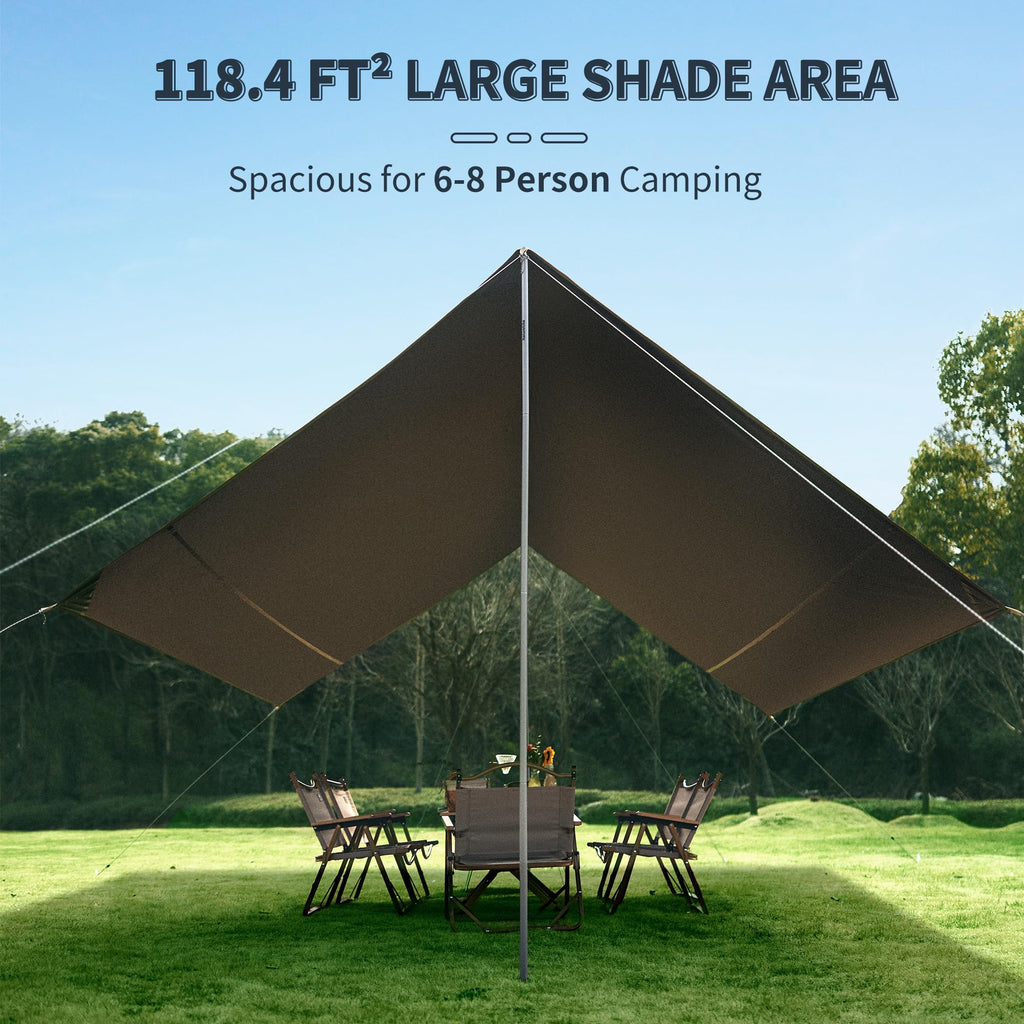 Naturehike Cloud Skies Camping Tent Tarp with Poles, Waterproof PU 18000mm+ Rain, view 3