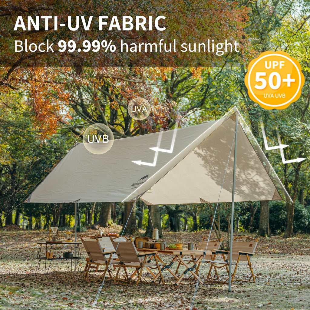 Naturehike Camping Tent Tarp,Camping Awning with Poles,Tent Canopy Rain Fly, Cam, view 3