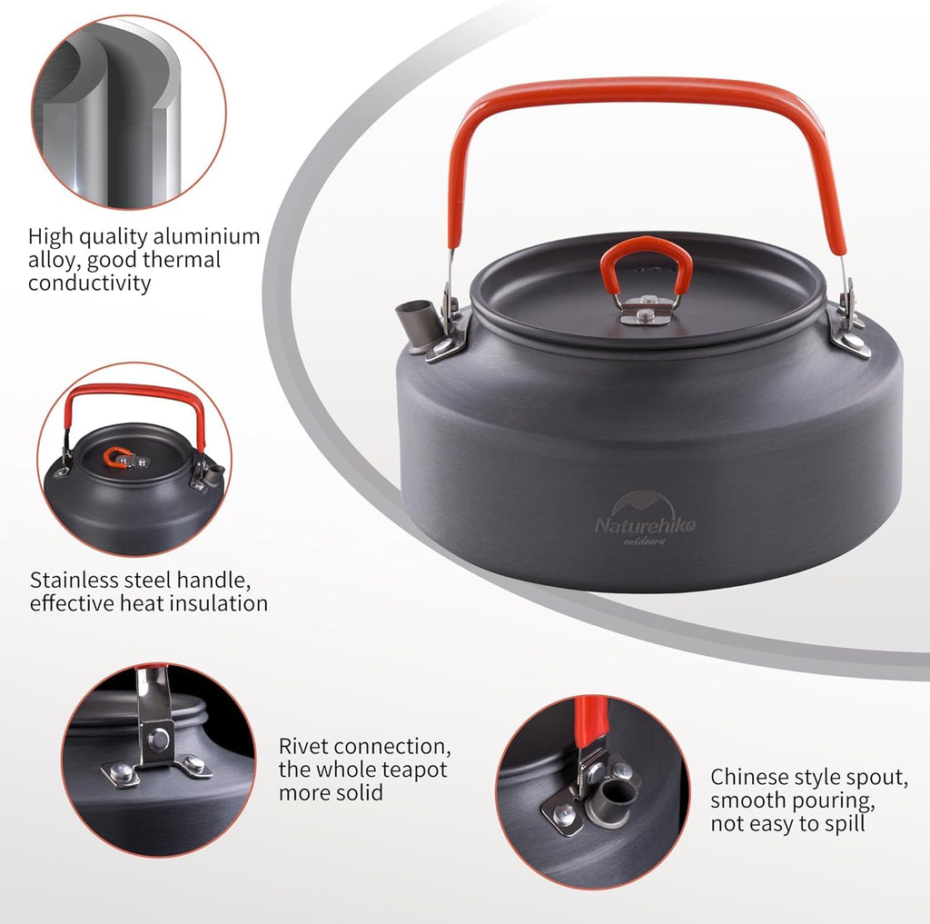Naturehike 1.45L Camping Kettle Teapot Coffee Pot, Portable Aluminum Outdoor Ket, view 3