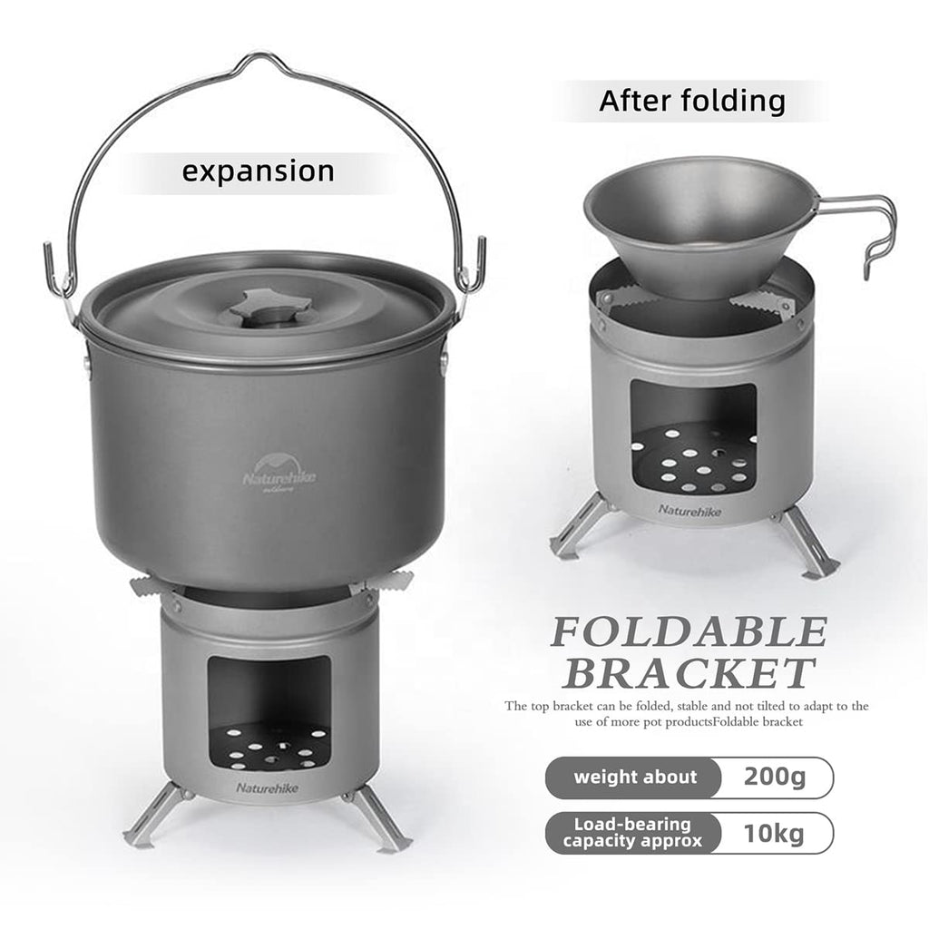 Naturehike Outdoor Camping Stove Titanium Wood Burning Stove for Hiking Backpack, view 4