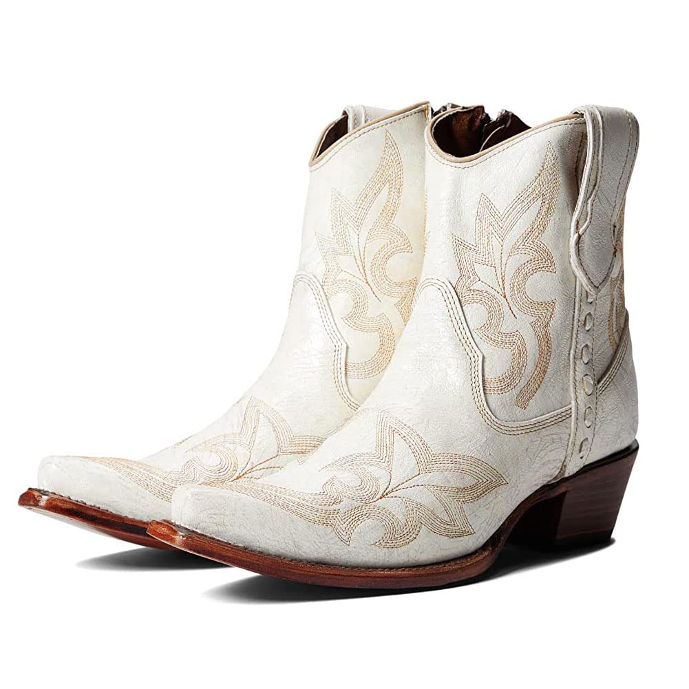 Corral Boots Women's Embroidery & Zipper Ankle Boots | Snip Toe Low Heel Cowhide
